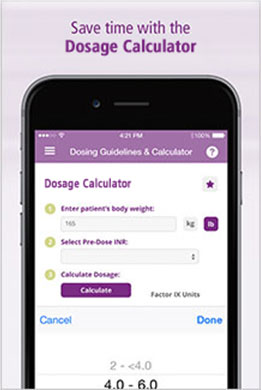 Kcentra Quick Guide app dosage calculator