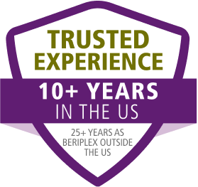 Trusted experience 10+ years in the US; 20+ years as Beriplex outside the US